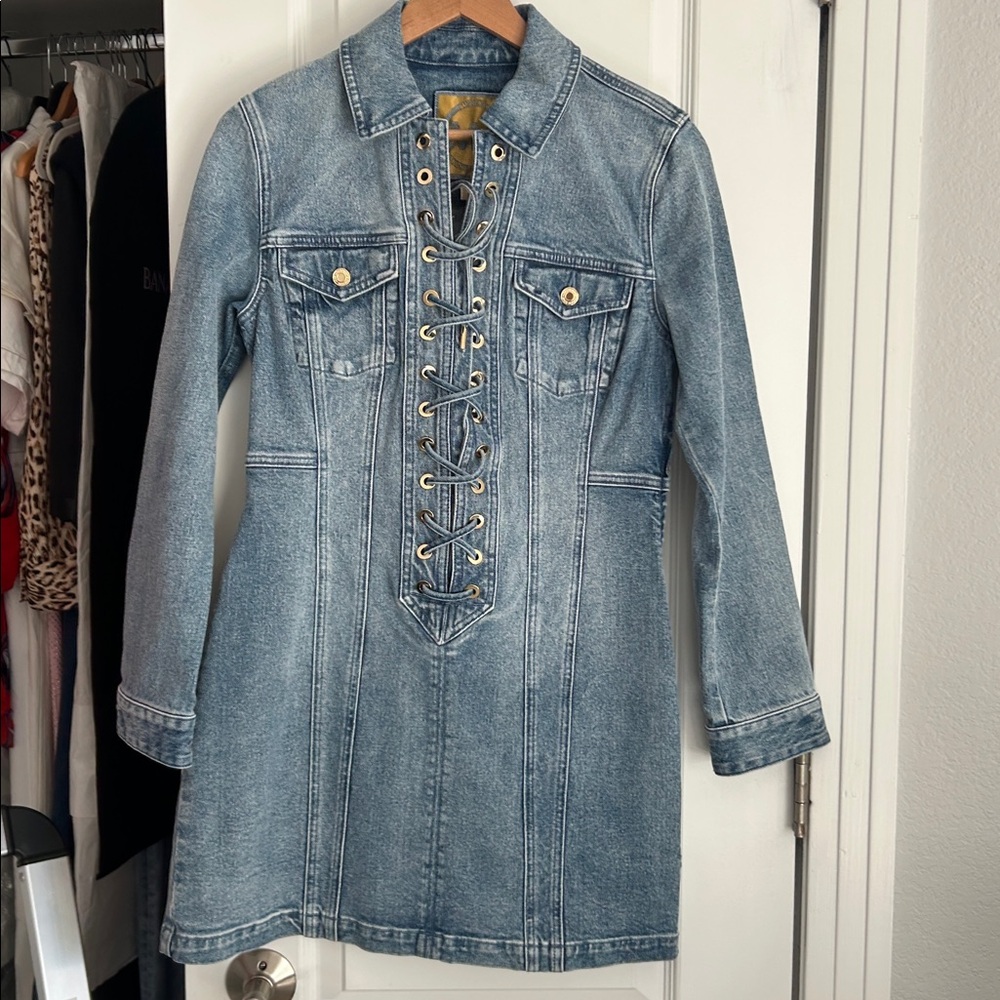 New Michael Kors lace up denim dress - Picture 3 of 13